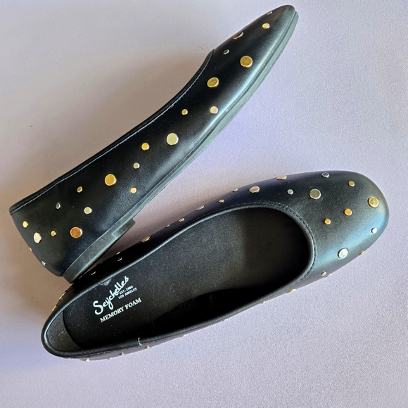 Seychelles Studded Jamie Flat Ballet Shoes Women's 8.5W Goth Whimsigoth Alt Rave - Picture 1 of 9